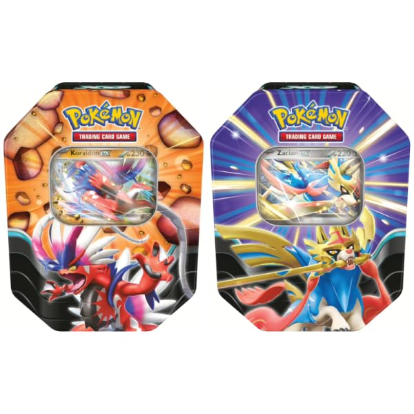 Pokemon 2025 Zacian ex & Koraidon ex Tin - Caja de metal con texto
